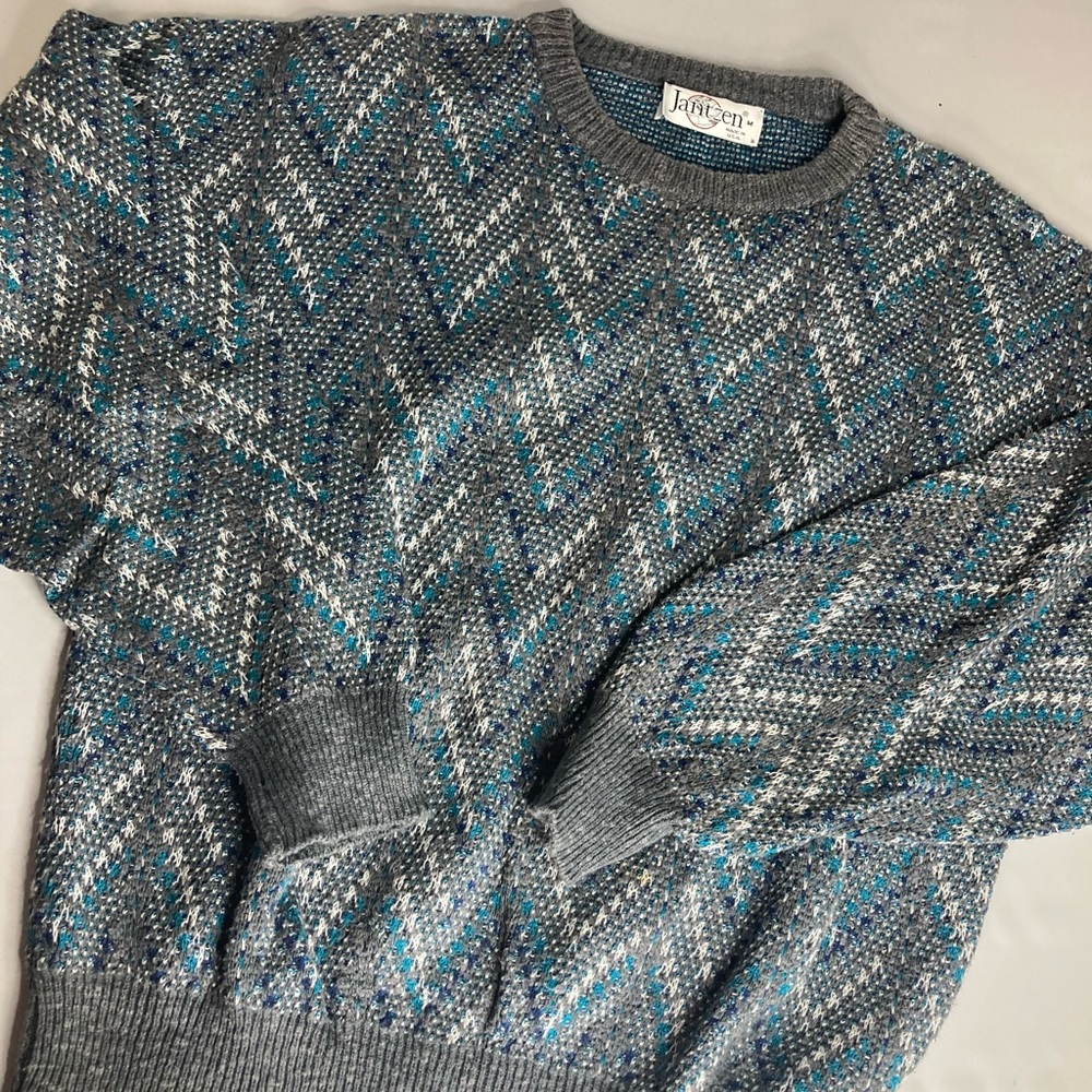 Jantzen vintage Mens grey multicolor knitted sweater Medium